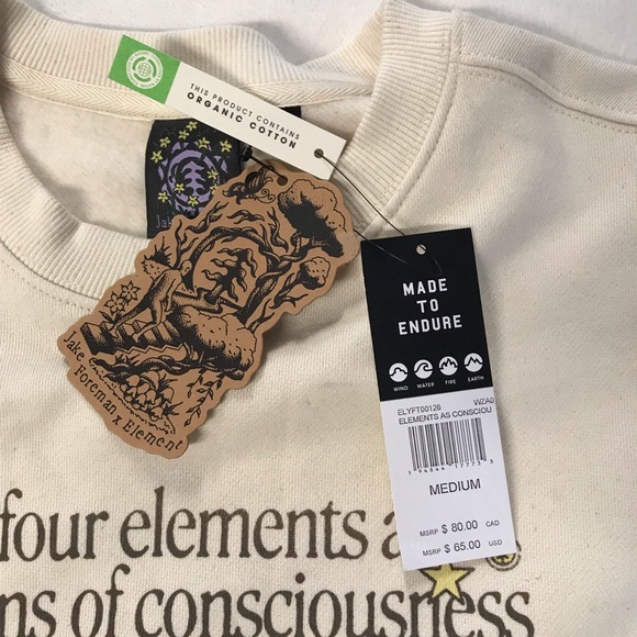 Jake Foreman Elements As Consciou Sweatshirt Women’s Size M Color Beige Pullover - Picture 8 of 16